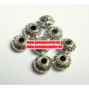 20db. Köztes fémgyöngy. Diszkosz. 7x4.5mm. Antik ezüst szín.