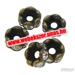 Fémgyöngy. Fém köztes gyöngy. Rondell.  Bronz. 4x2mm.     Leárazva!