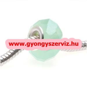 Pandora stílusú üveggyöngy. Csiszolt kristálygyöngy. Zöld. Leárazva!