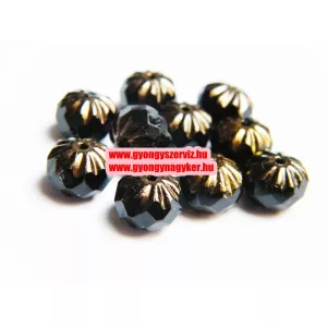Kiárusítás ! 10db. Cseh csiszolt üveggyöngy. 10x7mm. Fekete.