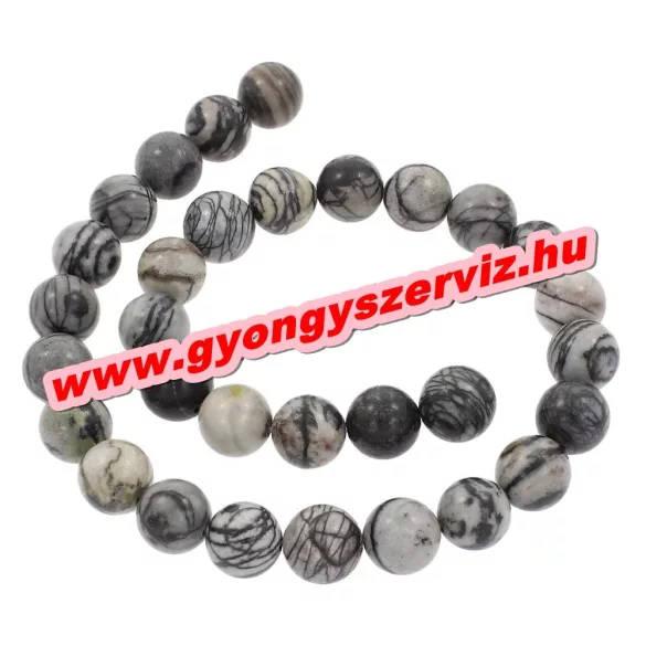 Fekete selyemkő. 6mm.