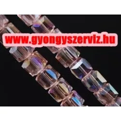   Kiárusítás!  Csiszolt üveggyöngy, kristály gyöngy. Kocka. 10mm. Pezsgő. Mindig akcióban!