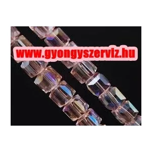 Kiárusítás!  Csiszolt üveggyöngy, kristály gyöngy. Kocka. 10mm. Pezsgő. Mindig akcióban!