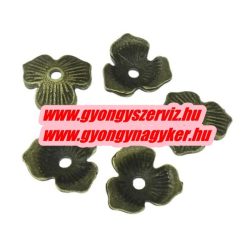   20db gyöngykupak. 3 szirom. Antik bronz szín. 10.5x11x2.5mm.