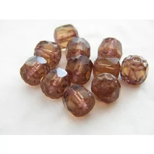 Kiárusítás ! 10db. Cseh csiszolt gyöngy. 7mm. Bronz.