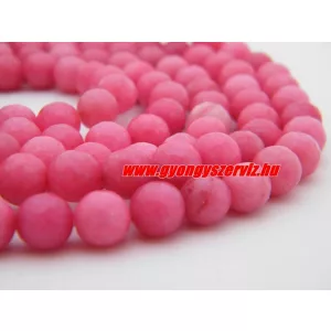 Csiszolt jade ásványgyöngy. 8mm. Sötét pink.