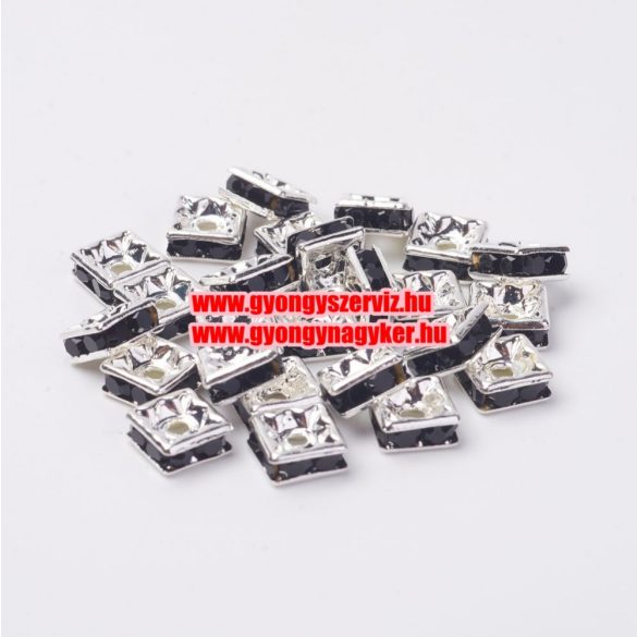10db. Négyzet rondell, 6mm. Fekete. AAA .