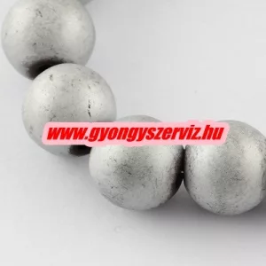 Matt hematit ásványgyöngy. 8mm. Ezüst szín.