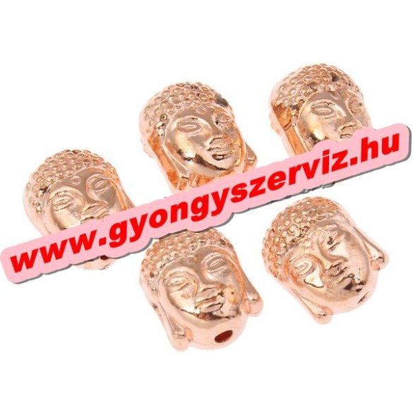 Buddha gyöngy, tibeti fém köztes gyöngy. Rózsaarany szín. 7.5x10x8mm.