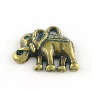 Elefánt medál, charm,  fityegő. 14.5x16.5x3mm. Antikolt.