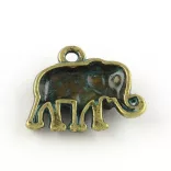 Elefánt medál, charm,  fityegő. 14.5x16.5x3mm. Antikolt.