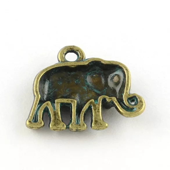 Elefánt medál, charm,  fityegő. 14.5x16.5x3mm. Antikolt.
