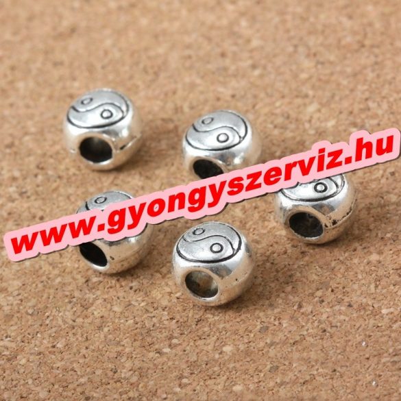 Pandora stílusú fémgyöngy. Charm. Yin-yang. 10x8x8mm. Leárazva!