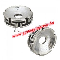   10db. Korong. Fém köztes gyöngy. 8x3mm. Antik ezüst szín.