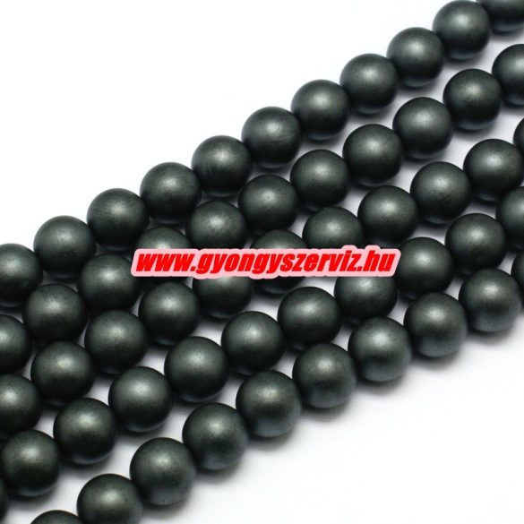 Ásványgyöngy, féldrágakő gyöngy. Mattított hematit. 4, 6, vagy 8mm. Sötét grafit szín.