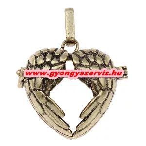 Leárazás! Angyalhívó medál. Antik bronz szív.