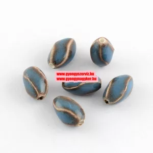 Porcelángyöngy. 20x10x10mm. Kék. 