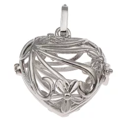   Leárazás! Angyalhívó medál. Platina szín. Szív, virágokkal.
