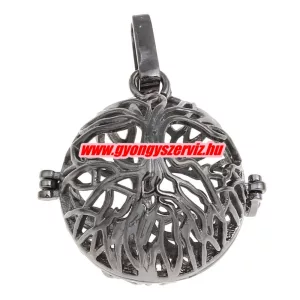 Leárazás! Angyalhívó medál. Élet fa. 28x28mm. Fekete szín.