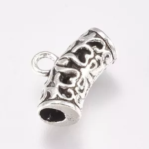 Charm tartó, medál tartó. 9x14x5mm. Antik ezüst szín.