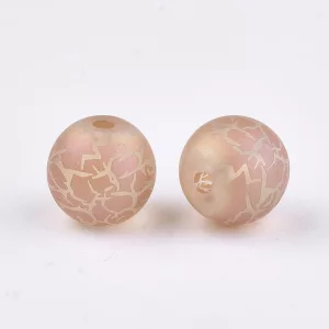 Fémgőzölt . repesztett mintájú üveggyöngy. 8-8.5mm. Barack. 10db/csomag.