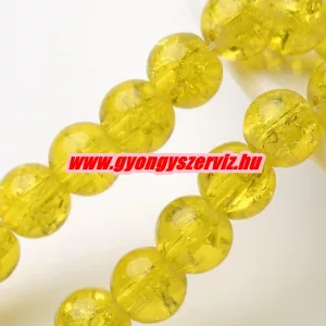 Roppantott üveggyöngy. 6mm, 8mm. Sárga. 20db/csomag.