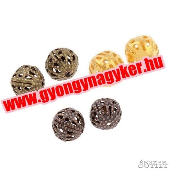 Fémgyöngy. 8mm. 3 színben! Arany, antik réz, antik bronz.  Mindig akcióban!