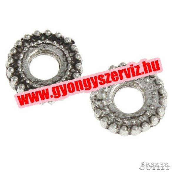 20db. Korong. 6x1.5mm. Antik ezüst szín. Fémgyöngy, köztes gyöngy.