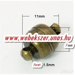 Mágneses kapocs. Antik bronz. 11x7mm.    Legjobb ár!