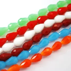 10db. csiszolt könnycsepp üveg gyöngy. 11x8mm. Mix.