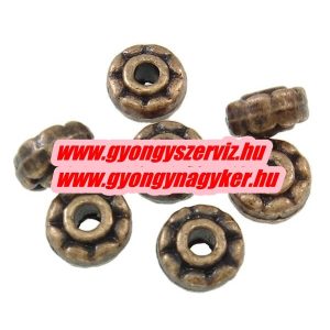 50db. Korong. 6x3mm. Antik réz szín. Fémgyöngy, köztes gyöngy.