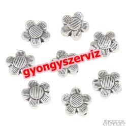   10db. Virág. 10x4mm. Antik ezüst szín. Fémgyöngy, köztes gyöngy.
