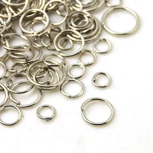 Nyitott szerelőkarika. Platina szín. 4-10mm. Mix. 10g/csomag.