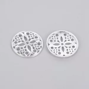 10db. Fém köztes gyöngy. 24x3mm Ezüst szín.