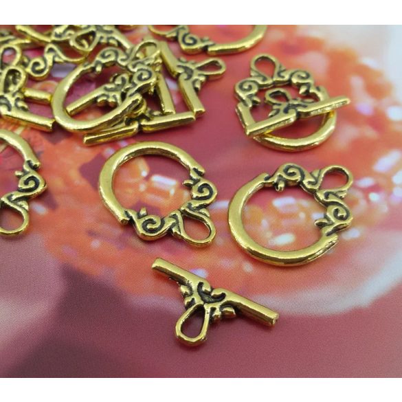 5 szett. T-kapocs. Antik bronz szín.