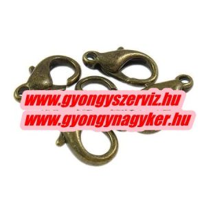 10db. Delfinzár, ékszer kapocs. 14x8x4.5mm. Antik bronz szín.