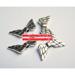   10db. Angyalszárny. Fém, köztes gyöngy. 19x9x3mm. Antik ezüst szín.