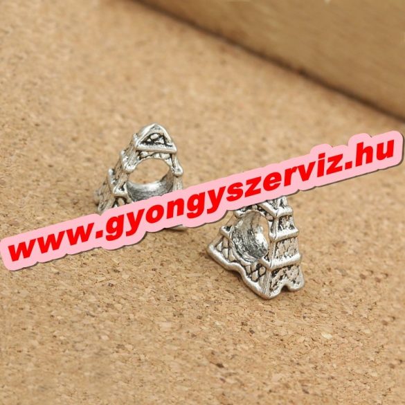 Pandora stílusú fémgyöngy. Charm. Eiffel torony. 6x11x12mm. Leárazva!