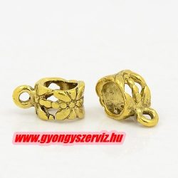   10db.  Charm tartó, medál tartó. 11.5x6x8mm. Antik arany szín.