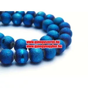 Fémgőzölt üveggyöngy. 8mm. Sötétkék. 10db/csomag.