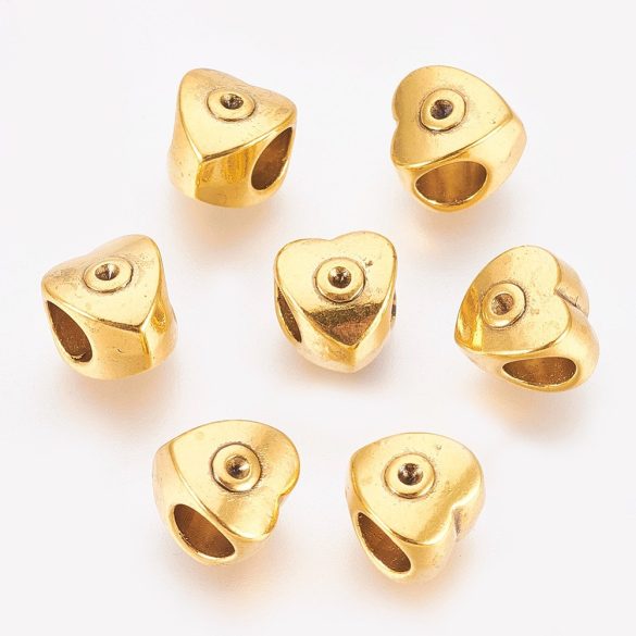 10db. Pandora stílusú fémgyöngy. 10x9.5x8mm. Antik arany szín.