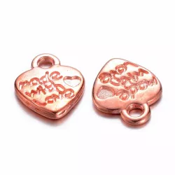   10db. Szívecskés medál. Charm, fityegő. 12x10mm. Rózsaarany szín.