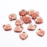 10db. Szívecskés medál. Charm, fityegő. 12x10mm. Rózsaarany szín.
