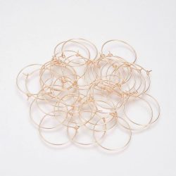   20db.  Fülbevaló alap. Karika. Rózsaarany szín. 34x30x0.5mm.