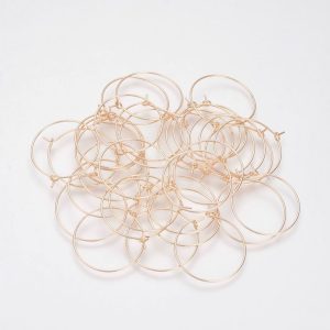 20db.  Fülbevaló alap. Karika. Rózsaarany szín. 34x30x0.5mm.