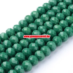   Kiárusítás!  20db. Csiszolt üveggyöngy, fánkgyöngy. 6x8mm. Sötétzöld. Mindig akcióban!