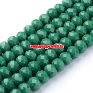 Kiárusítás!  20db. Csiszolt üveggyöngy, fánkgyöngy. 6x8mm. Sötétzöld. Mindig akcióban!