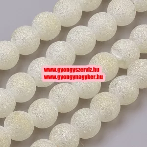 Fémgőzölt , matt üveggyöngy. 6mm. Krém.   20db/csomag.