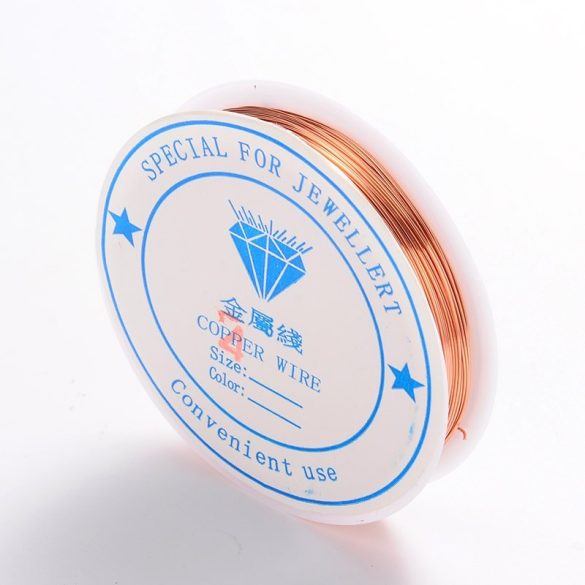 Réz ékszer drót. 0.4mm. 15m. Rózsaarany szín.