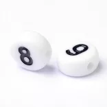 20db. Korong fehér akril szám gyöngy. 7x4mm. Mindig akcióban!